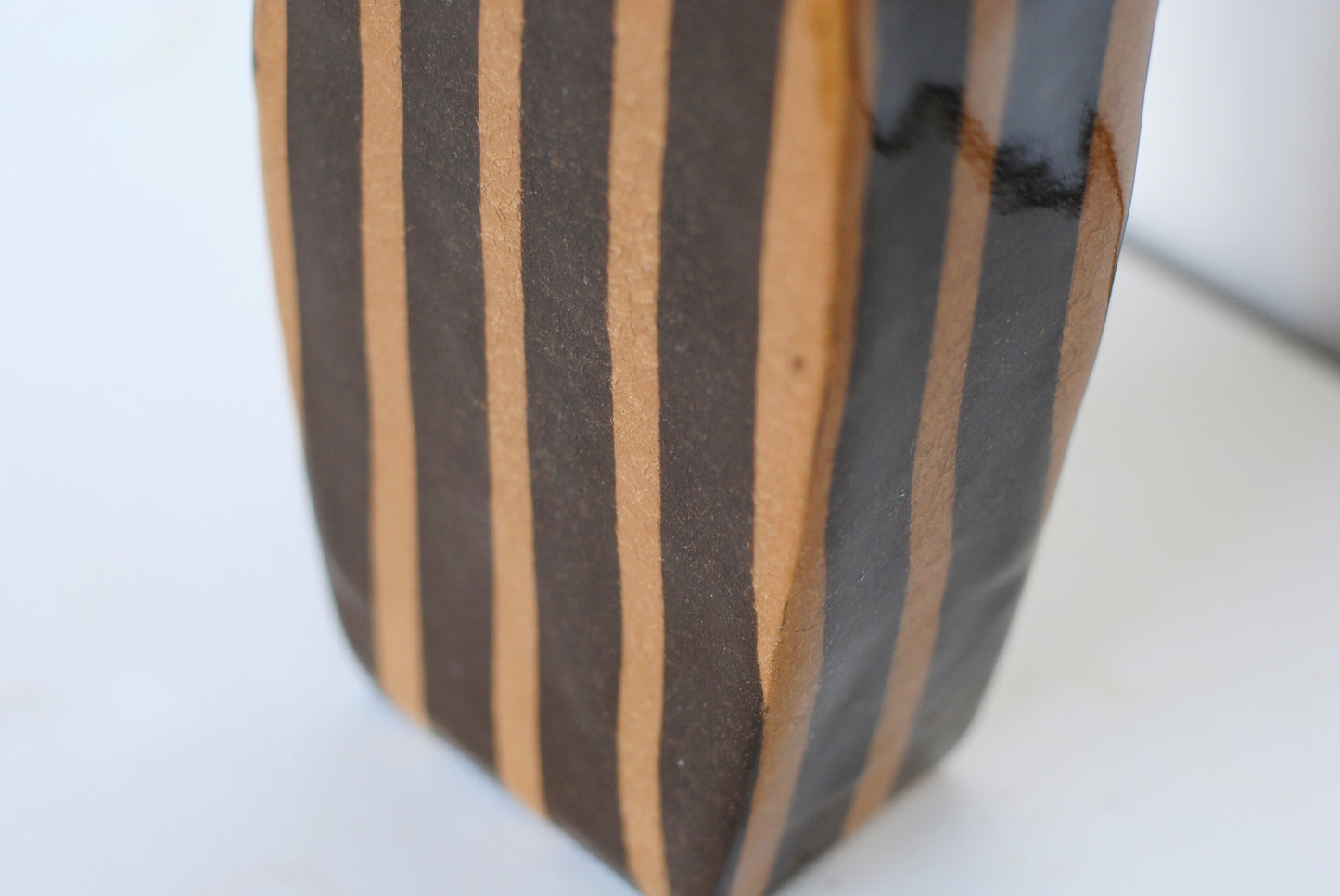 Tall Stripe Vase Dark Brown/Ochre