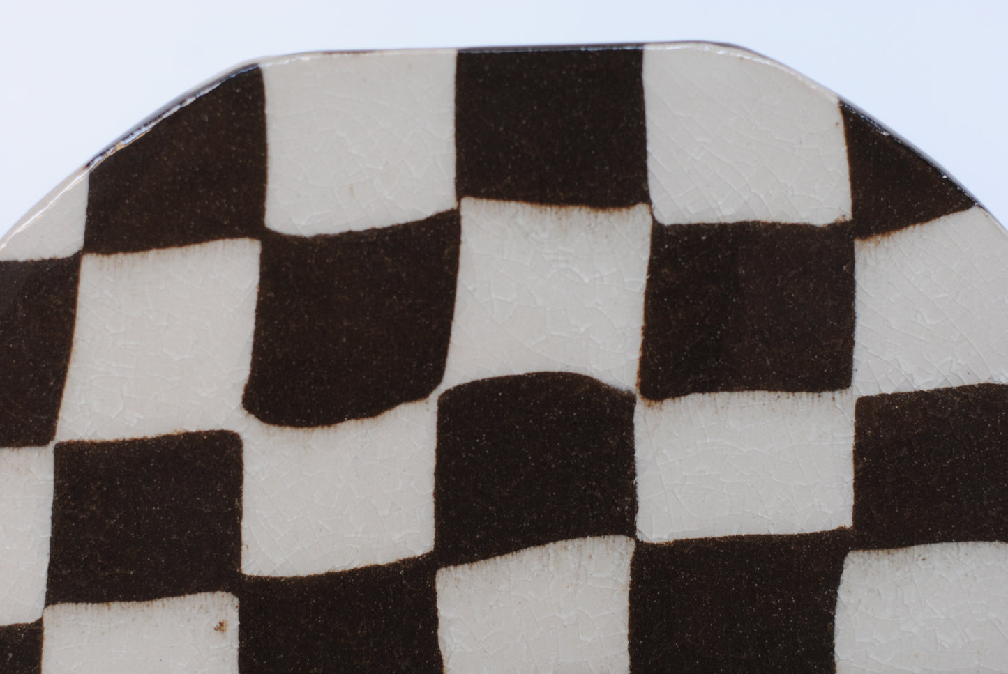 Black/Off White Check Round Vase