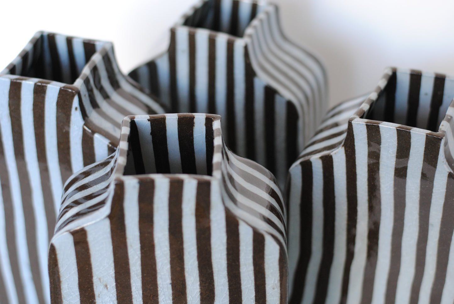 Tall Stripe Vase Dark Brown/Blue