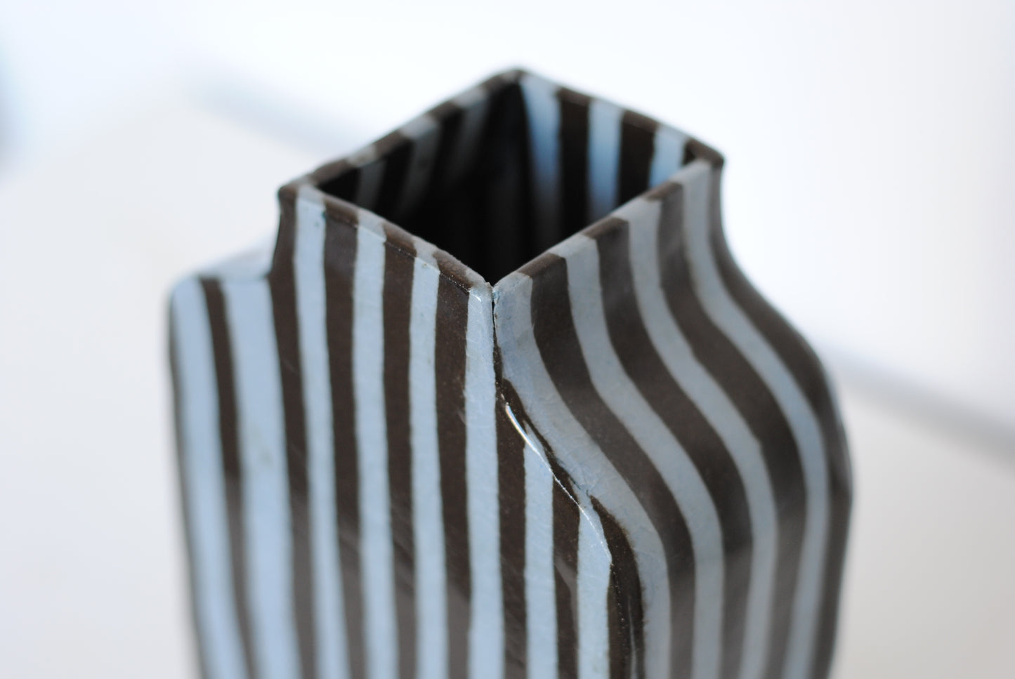 Tall Stripe Vase Dark Brown/Blue