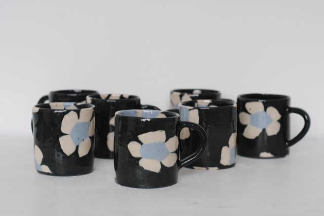 Black Flower Coffee Mug