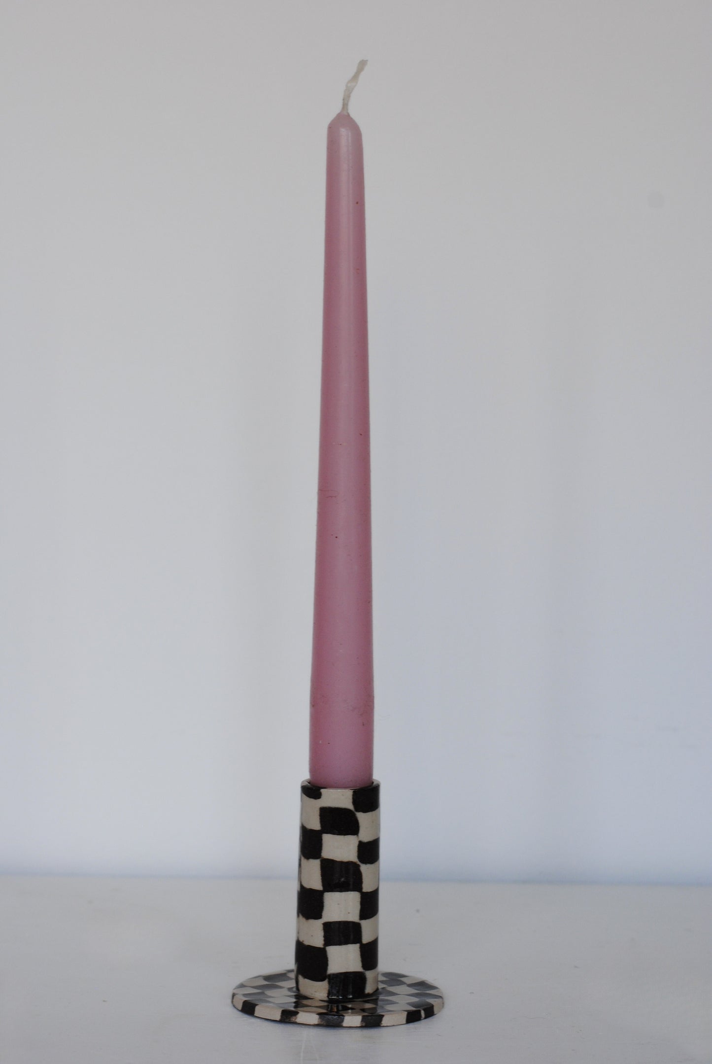 Candleholder Tall Dark Brown Check