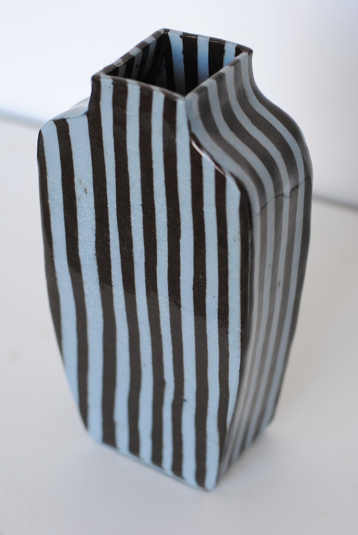 Tall Stripe Vase Dark Brown/Blue